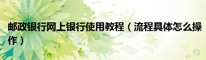 邮政银行网上银行使用教程(流程具体怎么操作)