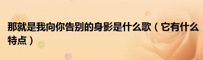那就是我向你告别的身影是什么歌(它有什么特点)
