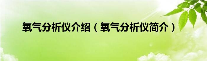 氧气分析仪介绍(氧气分析仪简介)