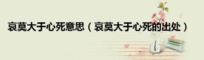 哀莫大于心死意思(哀莫大于心死的出处)