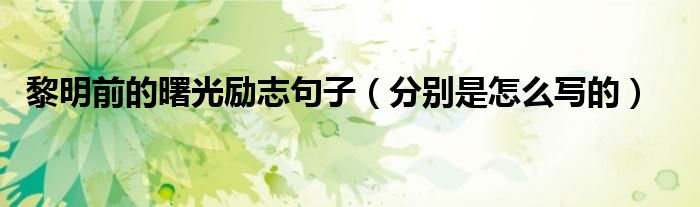 黎明前的曙光励志句子(分别是怎么写的)