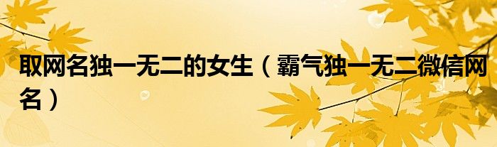 取网名独一无二的女生(霸气独一无二微信网名)
