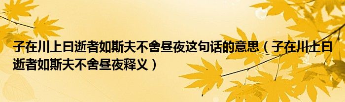 子在川上曰逝者如斯夫不舍昼夜这句话的意思（子在川上曰逝者如斯夫不舍昼夜释义）