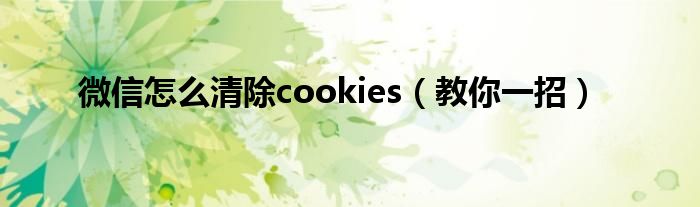 微信怎么清除cookies(教你一招)