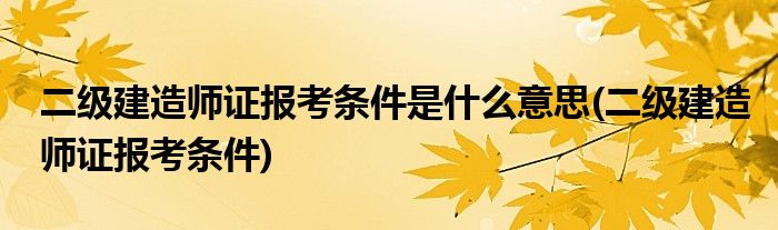 二级建造师证报考条件是什么意思(二级建造师证报考条件)