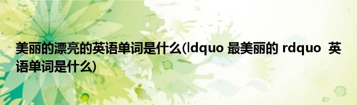 美丽的漂亮的英语单词是什么(ldquo 最美丽的 rdquo  英语单词是什么)