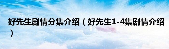 好先生剧情分集介绍(好先生1-4集剧情介绍)