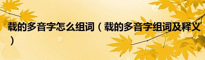 载的多音字怎么组词(载的多音字组词及释义)