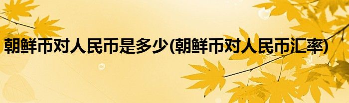 朝鲜币对人民币是多少(朝鲜币对人民币汇率)