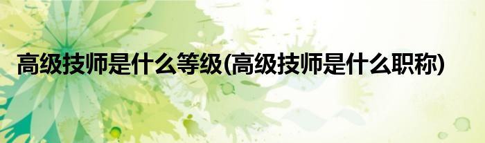 高级技师是什么等级(高级技师是什么职称)