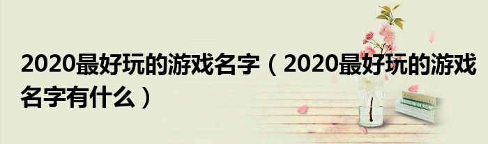2020最好玩的游戏名字(2020最好玩的游戏名字有什么)