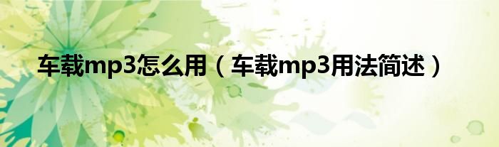 车载mp3怎么用(车载mp3用法简述)