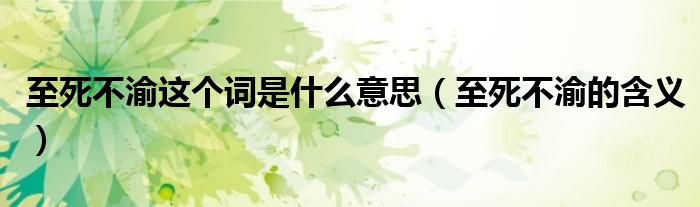 至死不渝这个词是什么意思(至死不渝的含义)