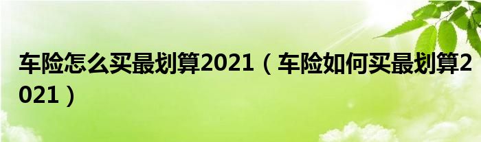 车险怎么买最划算2021(车险如何买最划算2021)