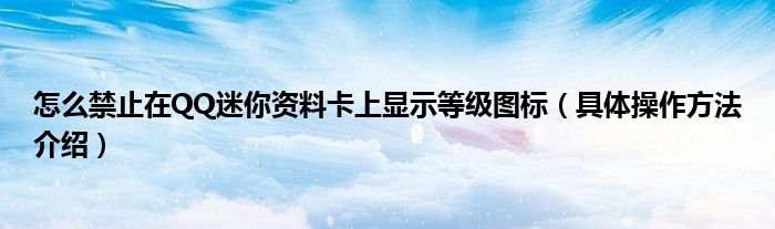 怎么禁止在QQ迷你资料卡上显示等级图标(具体操作方法介绍)