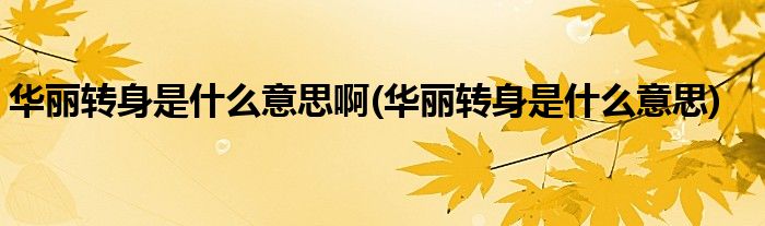 华丽转身是什么意思啊(华丽转身是什么意思)