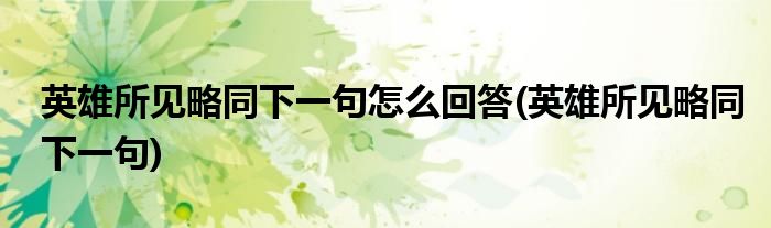 英雄所见略同下一句怎么回答(英雄所见略同下一句)