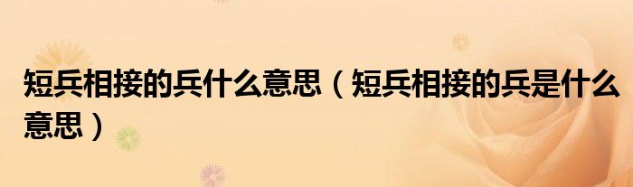短兵相接的兵什么意思(短兵相接的兵是什么意思)