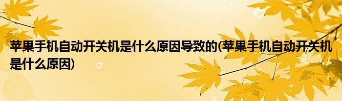 苹果手机自动开关机是什么原因导致的(苹果手机自动开关机是什么原因)