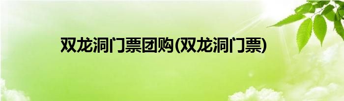 双龙洞门票团购(双龙洞门票)