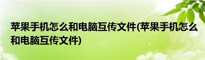 苹果手机怎么和电脑互传文件(苹果手机怎么和电脑互传文件)