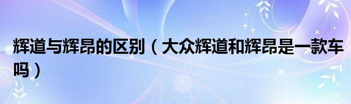 辉道与辉昂的区别(大众辉道和辉昂是一款车吗)