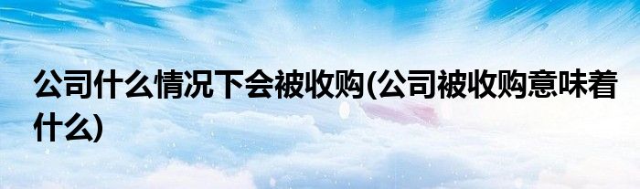 公司什么情况下会被收购(公司被收购意味着什么)