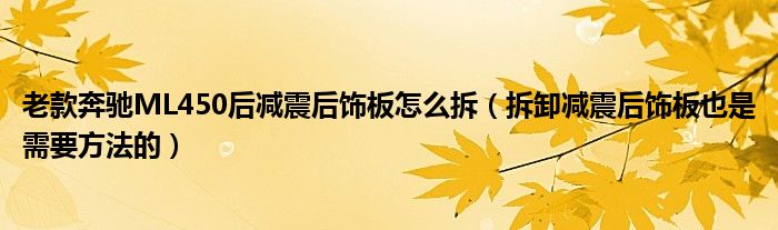 老款奔驰ML450后减震后饰板怎么拆(拆卸减震后饰板也是需要方法的)