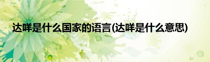 达咩是什么国家的语言(达咩是什么意思)