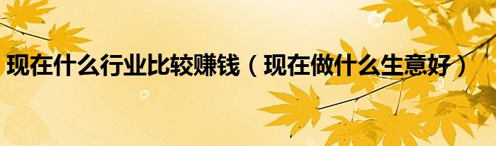 现在什么行业比较赚钱(现在做什么生意好)