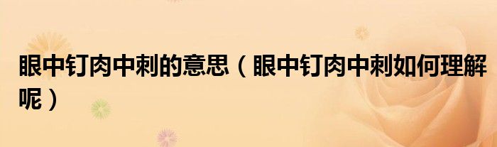 眼中钉肉中刺的意思(眼中钉肉中刺如何理解呢)