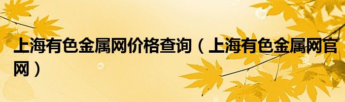 上海有色金属网价格查询（上海有色金属网官网）
