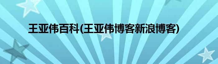 王亚伟百科(王亚伟博客新浪博客)