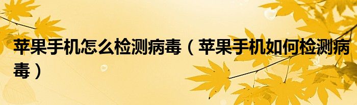 苹果手机怎么检测病毒(苹果手机如何检测病毒)