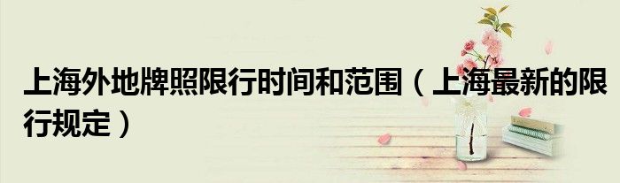 上海外地牌照限行时间和范围(上海最新的限行规定)