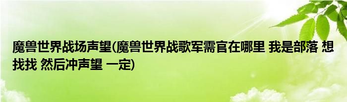 魔兽世界战场声望(魔兽世界战歌军需官在哪里 我是部落 想找找 然后冲声望 一定)