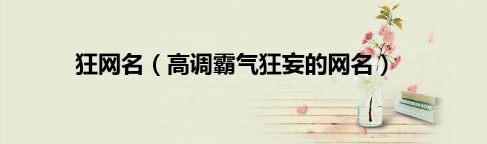 狂网名(高调霸气狂妄的网名)
