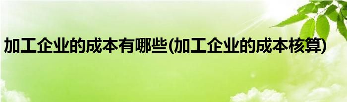 加工企业的成本有哪些(加工企业的成本核算)