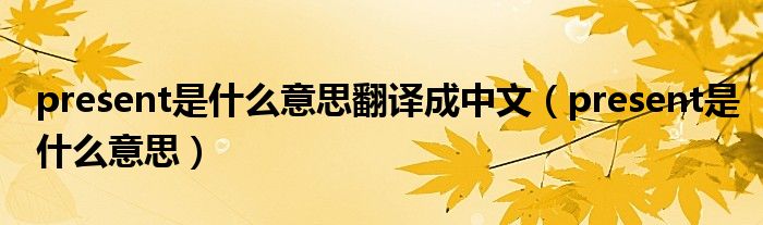 present是什么意思翻译成中文(present是什么意思)