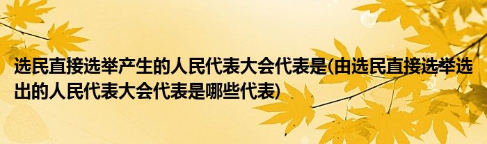 选民直接选举产生的人民代表大会代表是(由选民直接选举选出的人民代表大会代表是哪些代表)