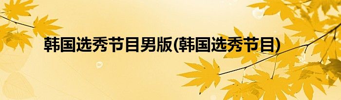 韩国选秀节目男版(韩国选秀节目)