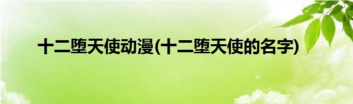 十二堕天使动漫(十二堕天使的名字)