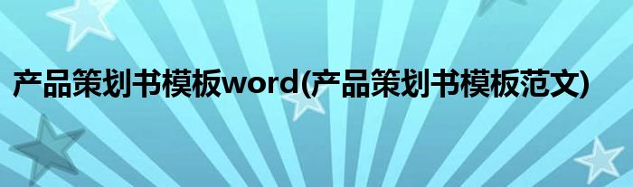 产品策划书模板word(产品策划书模板范文)