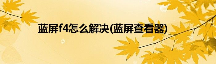 蓝屏f4怎么解决(蓝屏查看器)