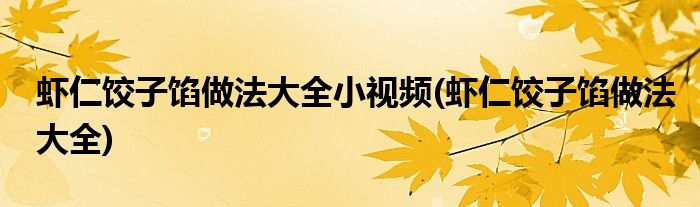 虾仁饺子馅做法大全小视频(虾仁饺子馅做法大全)