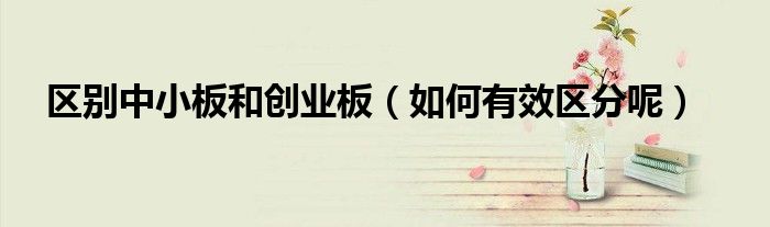 区别中小板和创业板(如何有效区分呢)
