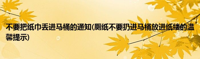 不要把纸巾丢进马桶的通知(厕纸不要扔进马桶放进纸缕的温馨提示)