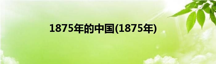 1875年的中国(1875年)