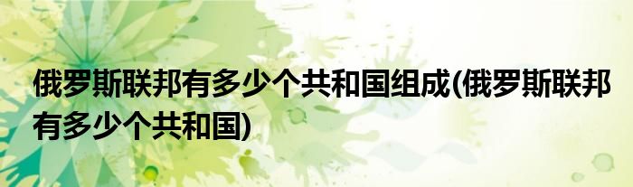 俄罗斯联邦有多少个共和国组成(俄罗斯联邦有多少个共和国)