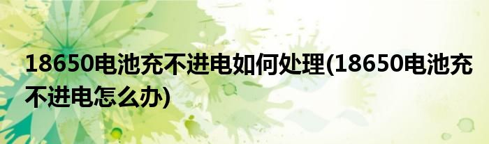 18650电池充不进电如何处理(18650电池充不进电怎么办)